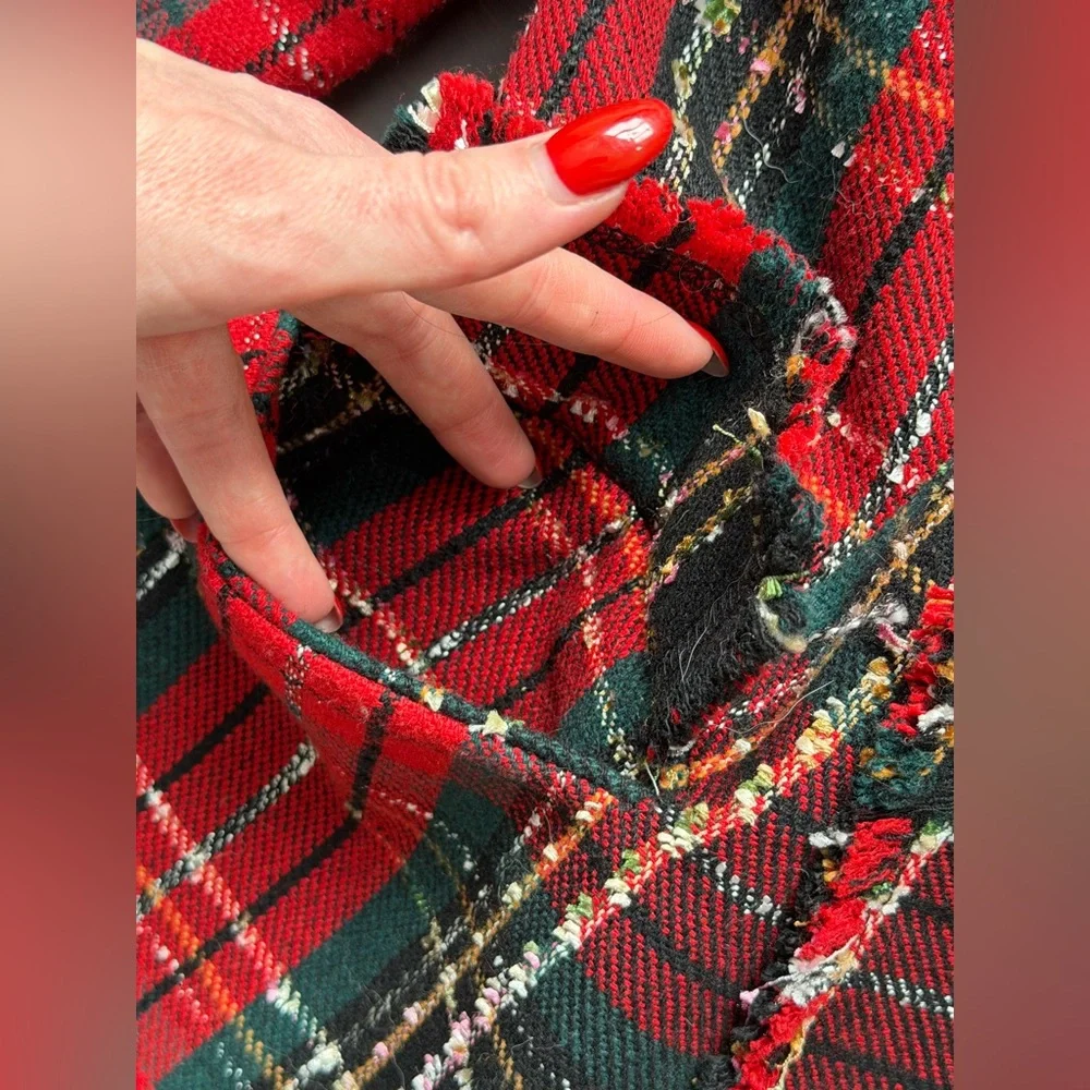 Rachel Zoe Tweed Plaid Red Black Jacket size small